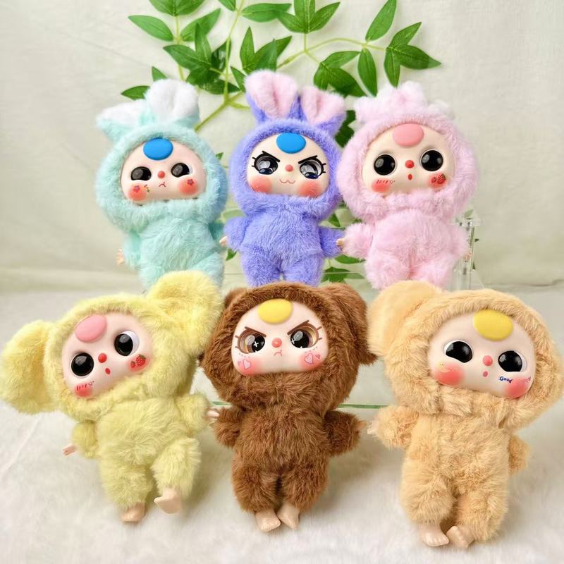 Kids Toys Bag - Cute Fluffy Mini Plush Vinyl Face