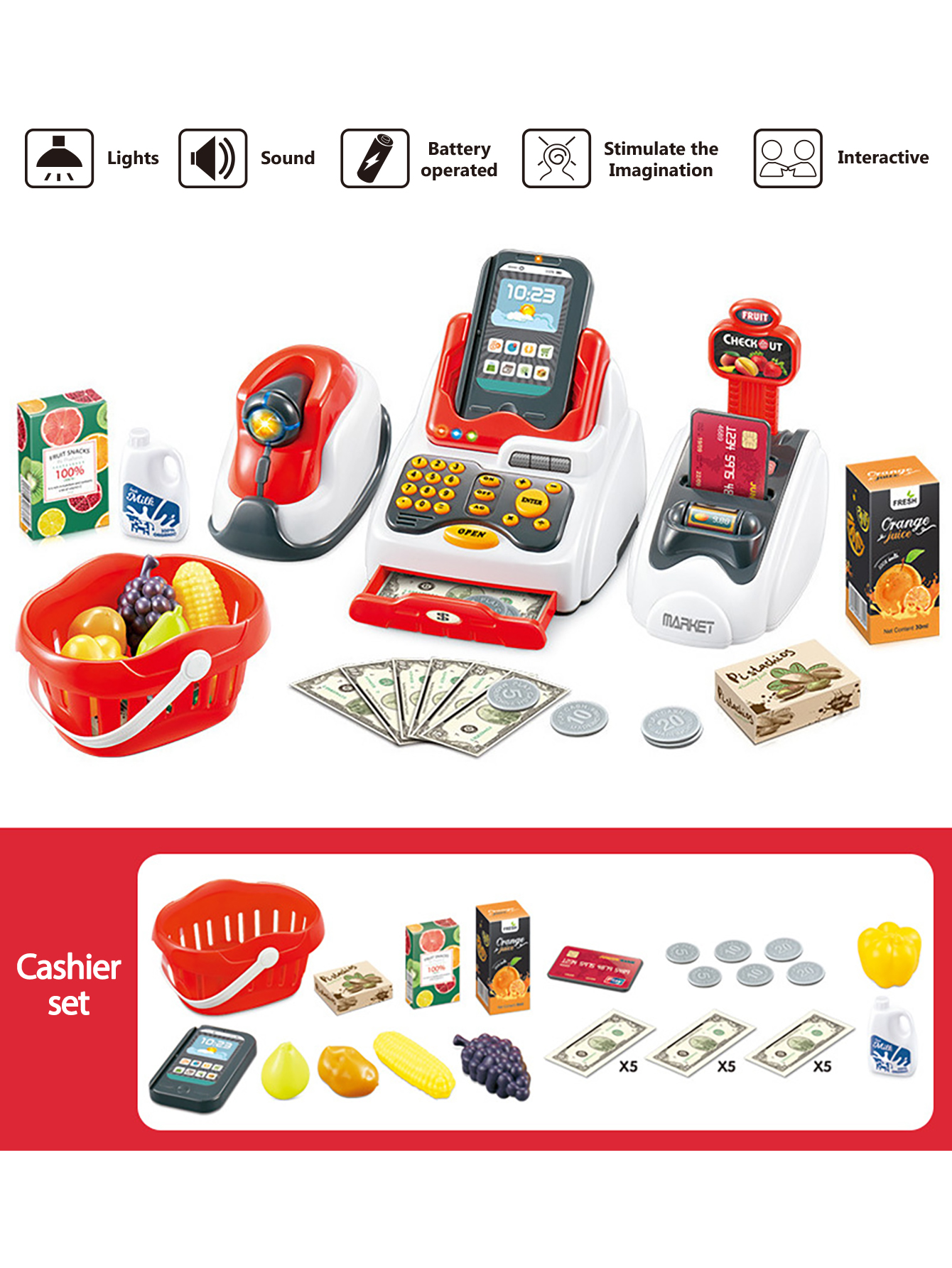 Grocery Store Pretend Play Ele - Toy Cash Register บทวิจารณ์และราคา
