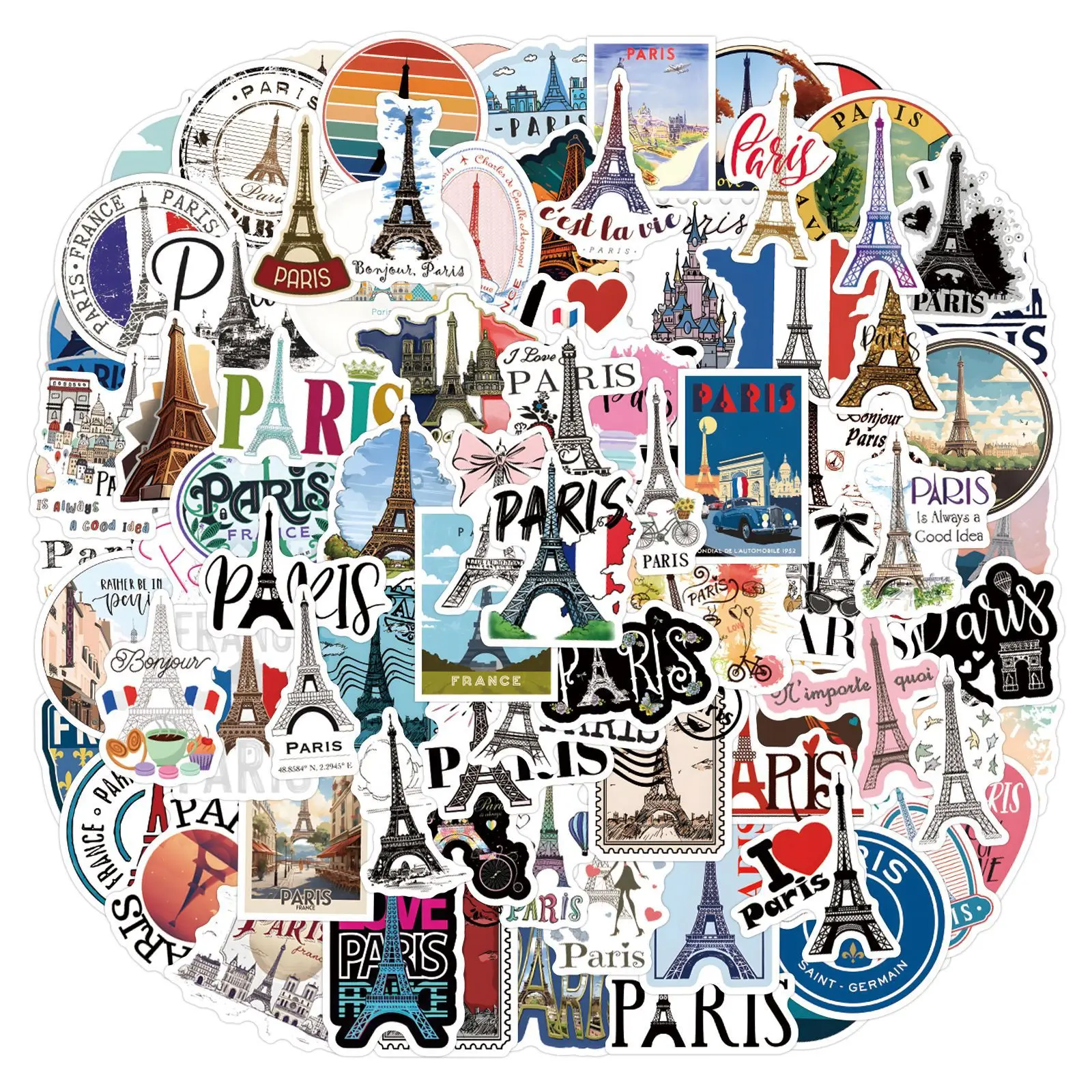 110PCS France Paris Stickers T - Kids Toys Paris บทวิจารณ์และราคา